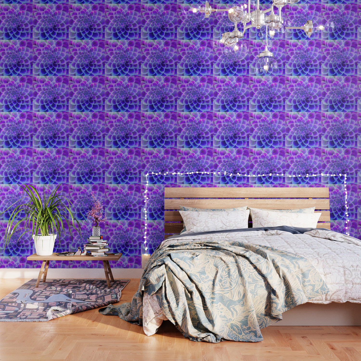 Mindfulness Purple Pink And Blue Abstract Flower Wallpaper By Dec02 Society6