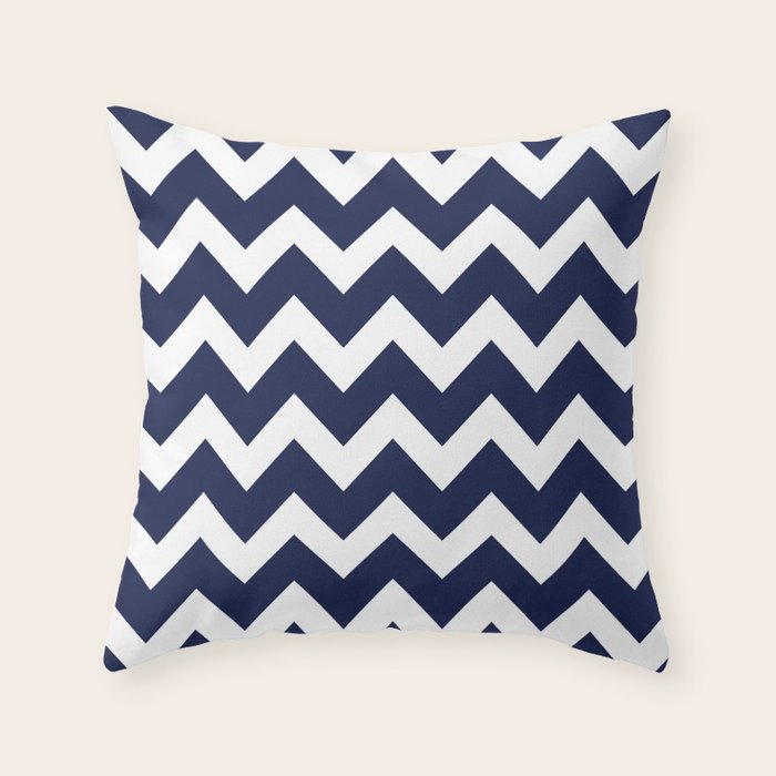Navy Blue Chevron Minimal Throw Pillow By Beautifulhomes Society6