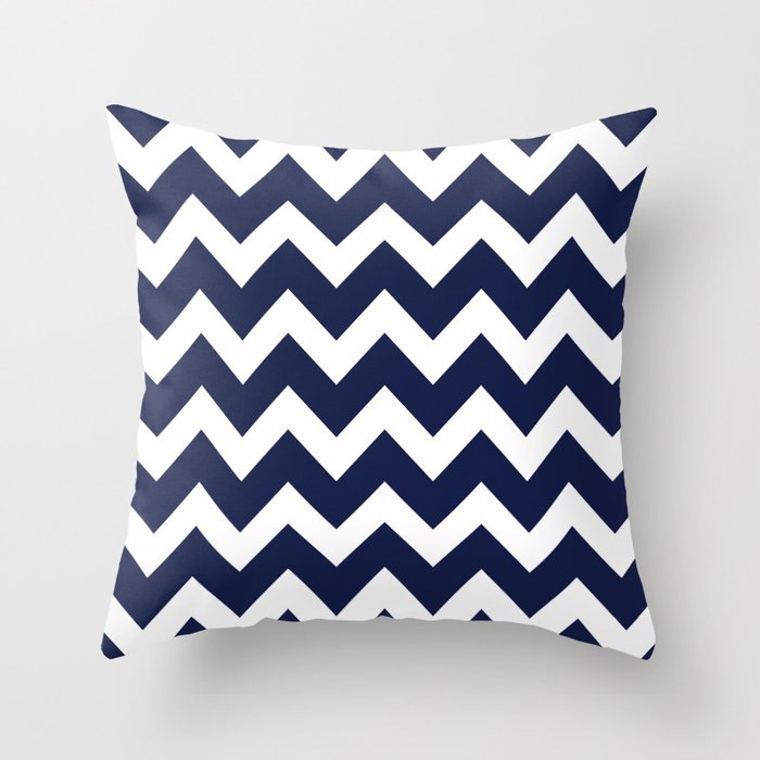 Navy Blue Chevron Zigzag Minimal Line Drawing Throw Pillow