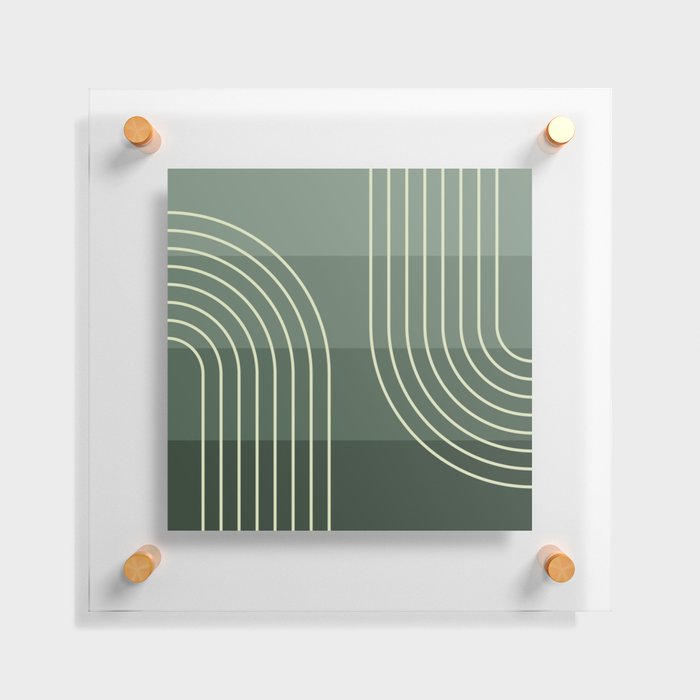 Abstract Geometric Lines Rainbow 1 in Sage Green Floating Acrylic Print