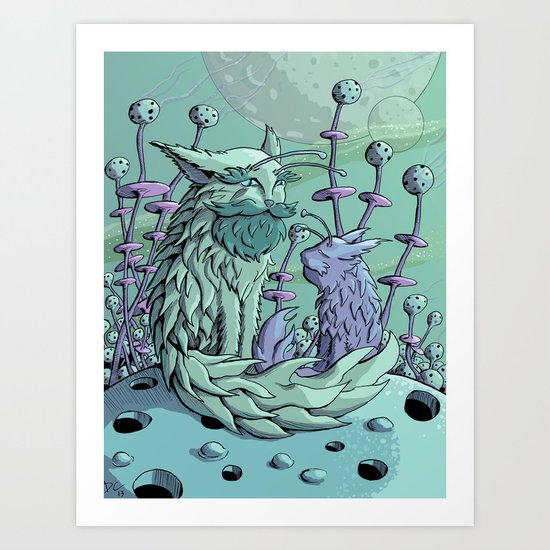 Cosmic Father Cat Art Print