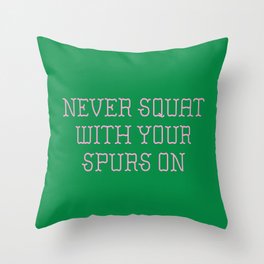 Cautious Squatting, Pink and Green Throw Pillow