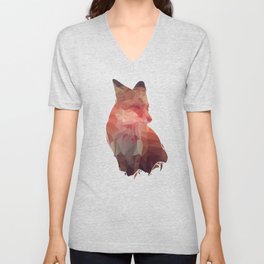 Fox Illustration V Neck T Shirt