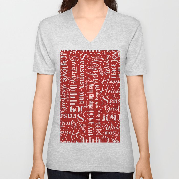 Christmas Pattern V Neck T Shirt