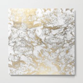 Modern chic faux gold white elegant marble Metal Print | Fauxgold, Luxury, Chic, White, Glam, Whiteandgold, Stylish, Trendy, Fashion, Elegant 