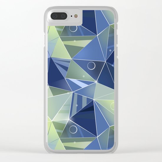 Polygonal pattern.Blue, green background. Clear iPhone Case