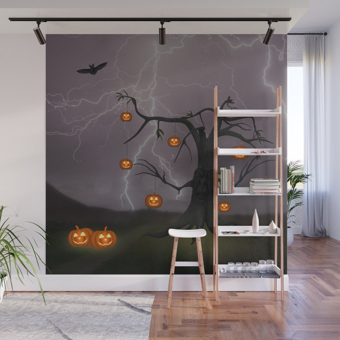 SCARY HALLOWEEN TREE Wall Mural