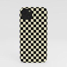 Black and Cream Yellow Checkerboard iPhone Case