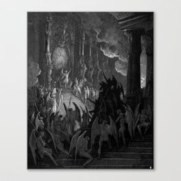Satan takes his throne in Hell Gustave Dore Canvas Print