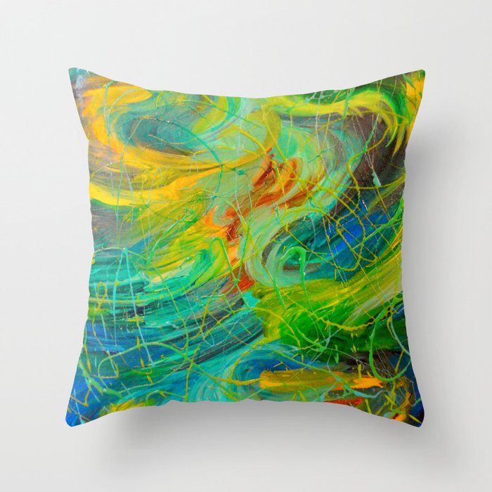 Nautical Galaxy Beautiful Aquatic Blue Green Ocean Universe Nautical Galaxy Beautiful Aquatic Blue Green Ocean Universe Abstract Acrylic Painting Gift Decor Throw Pillow