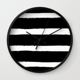Black & White Paint Stripes by Friztin Wall Clock