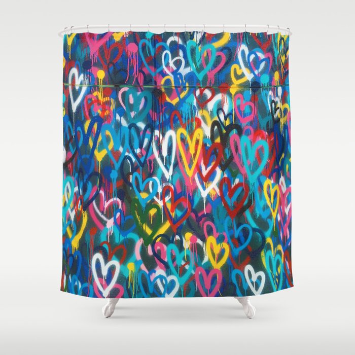 Graffiti Hearts Love (Color) Shower Curtain