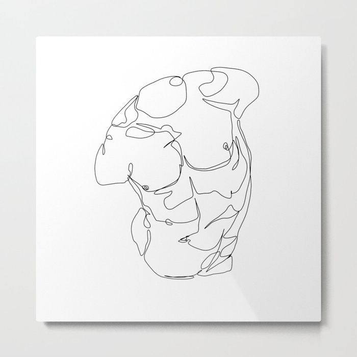 Minimal line illustration of a mens body Metal Print