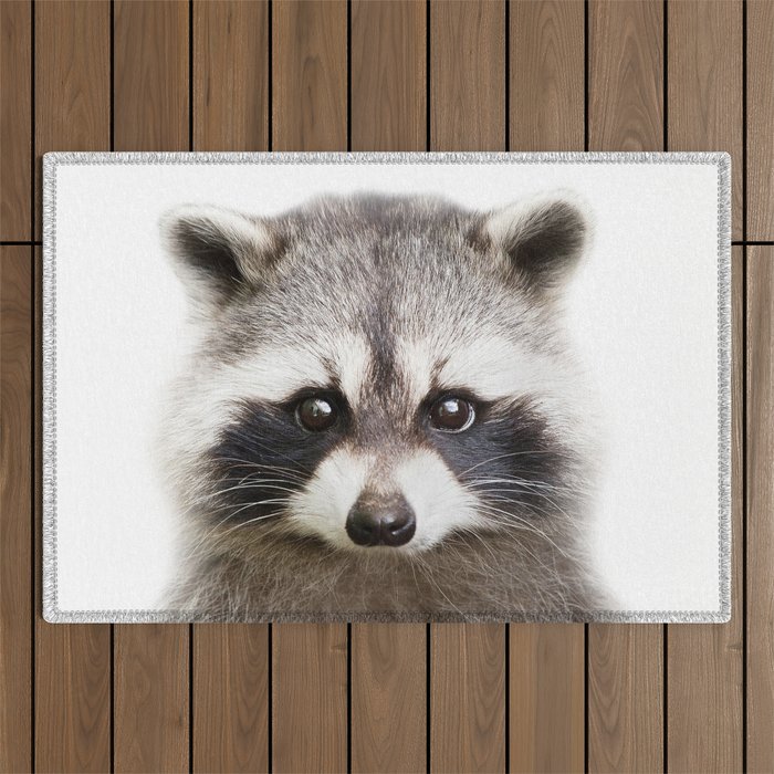 Raccoon Baby Animals Art Print by Zouzounio Art Outdoor Rug