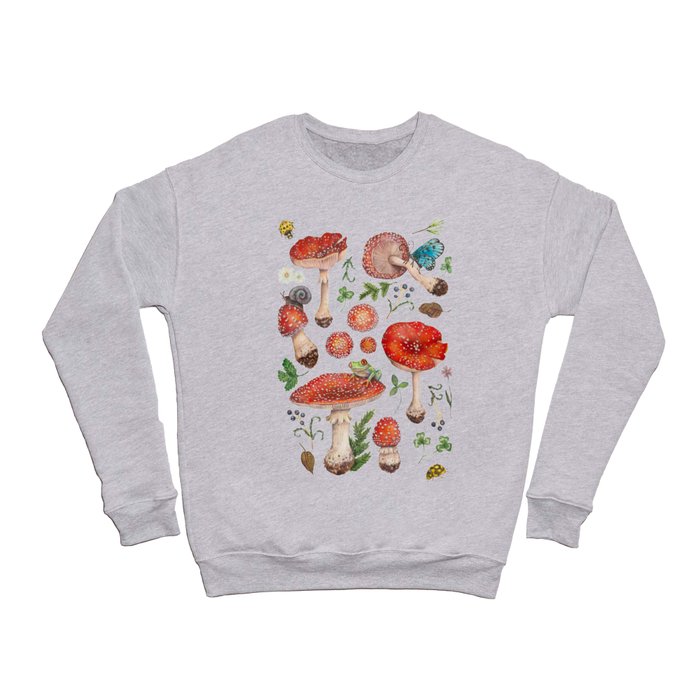 Lovely Red Mushrooms - Bluebg Crewneck Sweatshirt