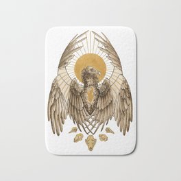 Unsung Saint: Cathartes Aura Bath Mat | Vultureculture, Drawing, Bird, Pyrography, Curated, Woodburning, Golden, Wings, Scavenger, Saintly 