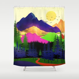 Colorful Mountain Morning Shower Curtain