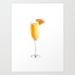 Cocktails. Watercolor Painting. Mimosa. Art Print