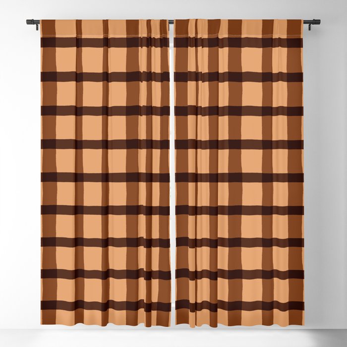 Chocolate Brown Jagged Edge Plaid Blackout Curtain By