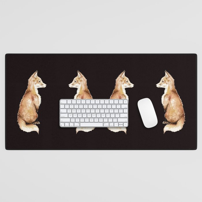 Fancy Fun Foxes: Mirror Image Red Foxes Desk Mat