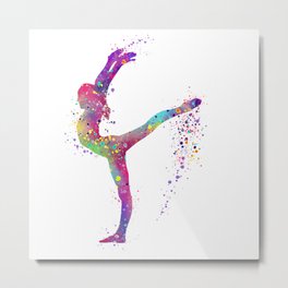 Girl Gymnastics Watercolor Sport Metal Print