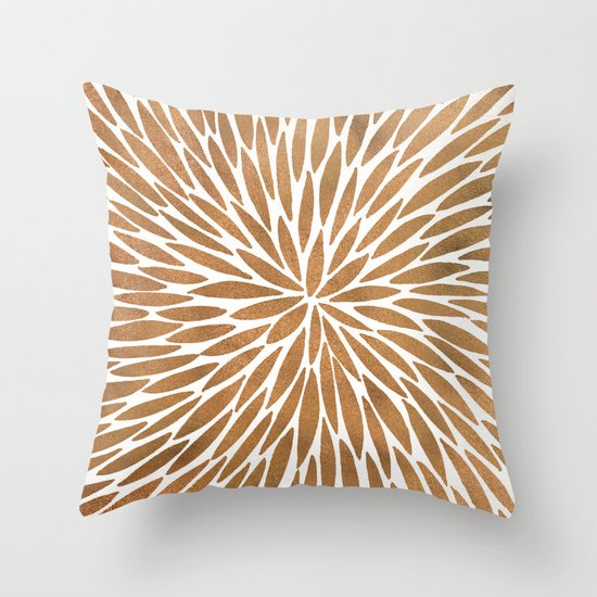 Rose Gold Burst Throw Pillow