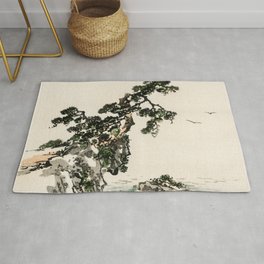 Tree on a Cliff Traditional Japanese Landscape Rug