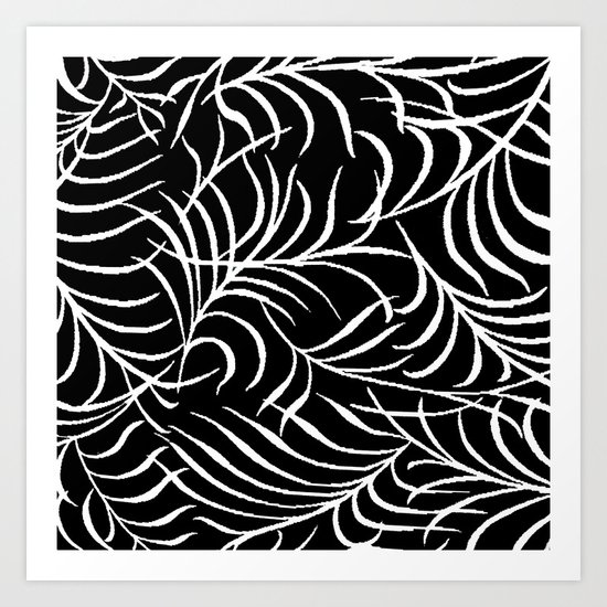 BLACK AND WHITE LEAF PALM Art Print