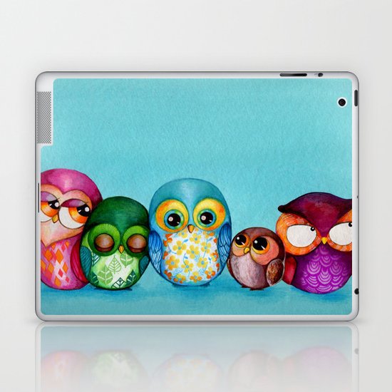 Fabric Owl Family Laptop & iPad Skin