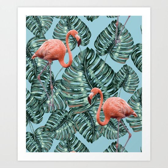 Whimsical Flamingo Pattern #society6 #decor #buyart Art Print