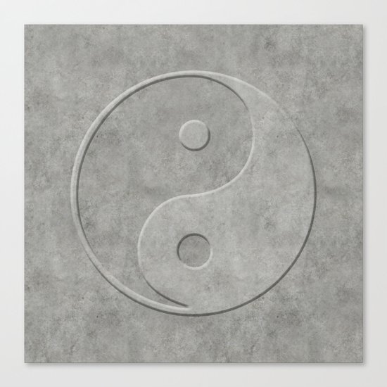 Yin and Yang Symbol embossed concrete stone Canvas Print