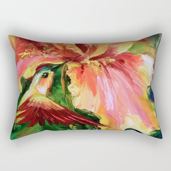 Hummingbird and lily Rectangular Pillow