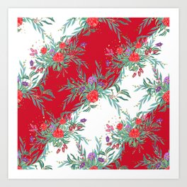 Aussie Floral Bon Kitch Pattern Art Print