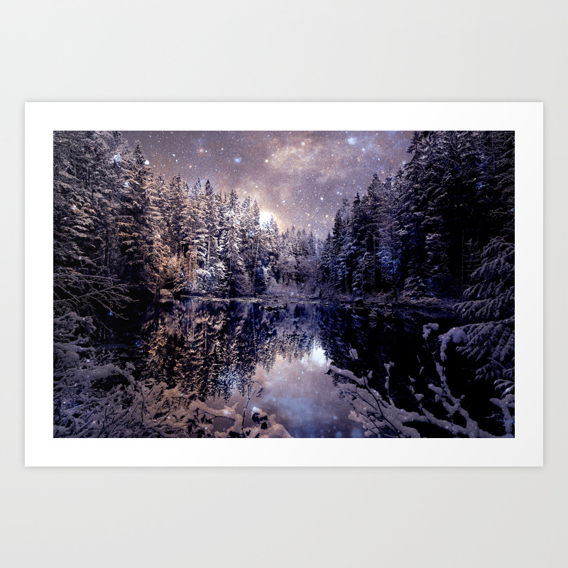 A Cold Winter S Night Neutral Beige Navy Blue Art Print By