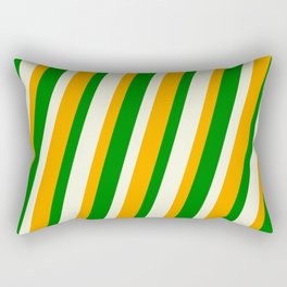 [ Thumbnail: Beige, Orange & Green Colored Lined/Striped Pattern Rectangular Pillow ]