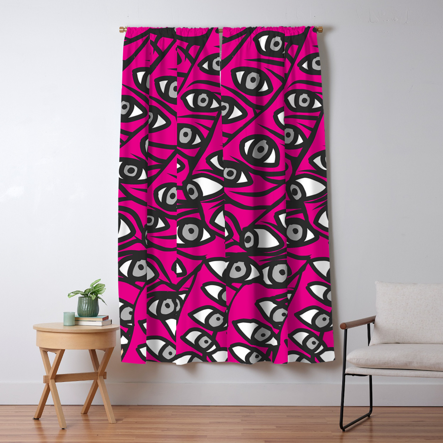 Freddie Eyeballs Fuschia Hot Pink Red Blackout Curtain By Notsniw