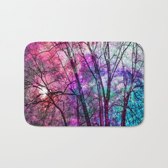 Purple teal forest Bath Mat