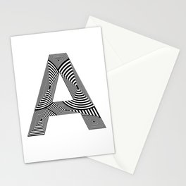 letra A mayúscula en color blanco y negro, con lineas creando efecto de volumen Stationery Card