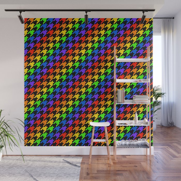 Rainbow Houndstooth V2 Wall Mural