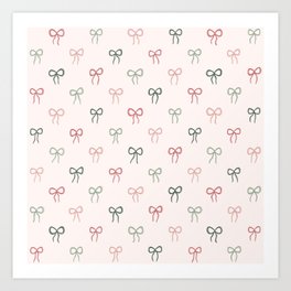 Pink and Green Coquette Bows Art Print