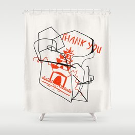 Chinese Food Takeout - Contour Line Drawing Shower Curtain