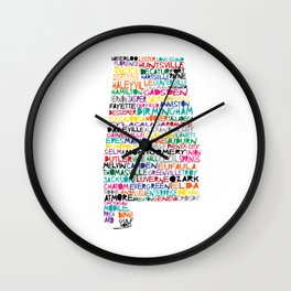 Alabama colorful typography state Wall Clock