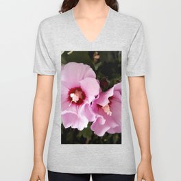 Tow purple Hibiscus flowers  in the garden V Neck T Shirt