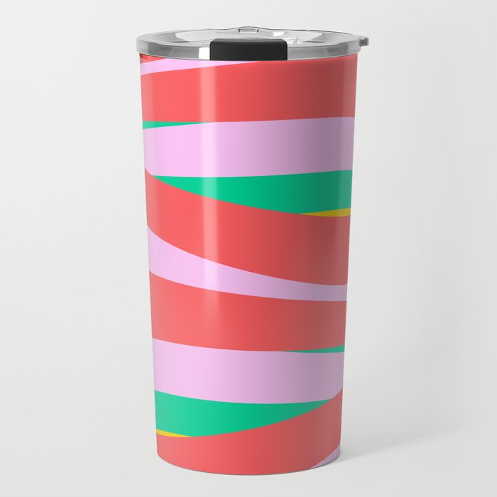 Pop Swirl Funky Colorful Wavy Abstract Pattern Red Green Pink Yellow Travel Mug