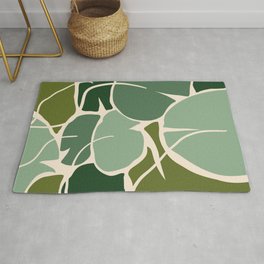 Lotus pond, Chinese retro print, Green botanical art, Cottagecore, Aesthetic poster, Water lily, Abstract Rug