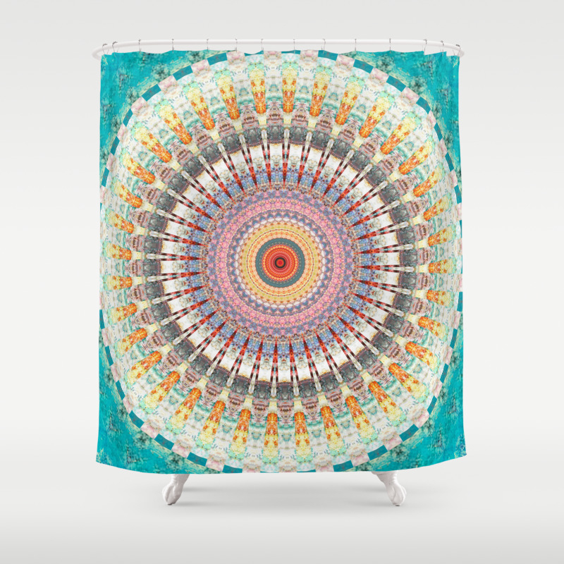 Teal Orange Yellow Boho Mandala Shower Curtain By Artaddiction45 Society6