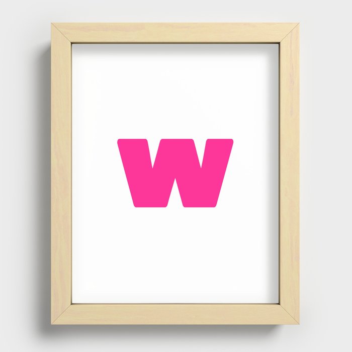 w (Dark Pink & White Letter) Recessed Framed Print