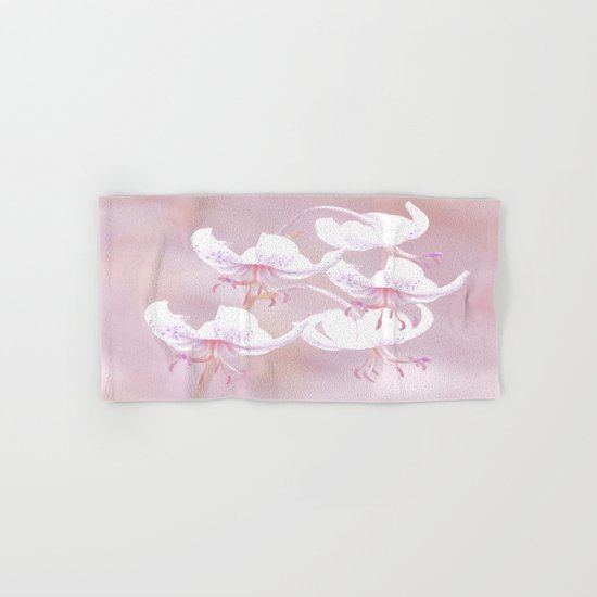 White lilies with pink background Hand & Bath Towel