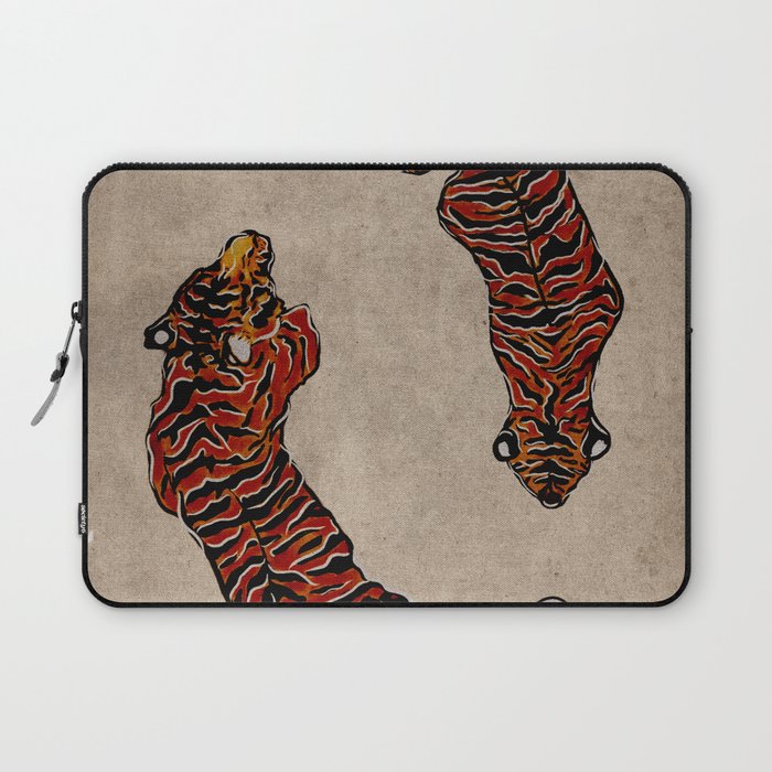 Two Tigers -- Ukiyo-e Style Laptop Sleeve