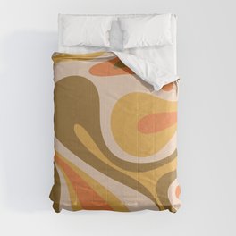 Mod Swirl Retro Abstract 60s 70s Pattern Brown Mustard Orange Cream Comforter